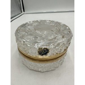 VTG-BEYER BLEIKRISTALL LEAD CRYSTAL Round TRINKET BOX~WEST GERMANY Broken